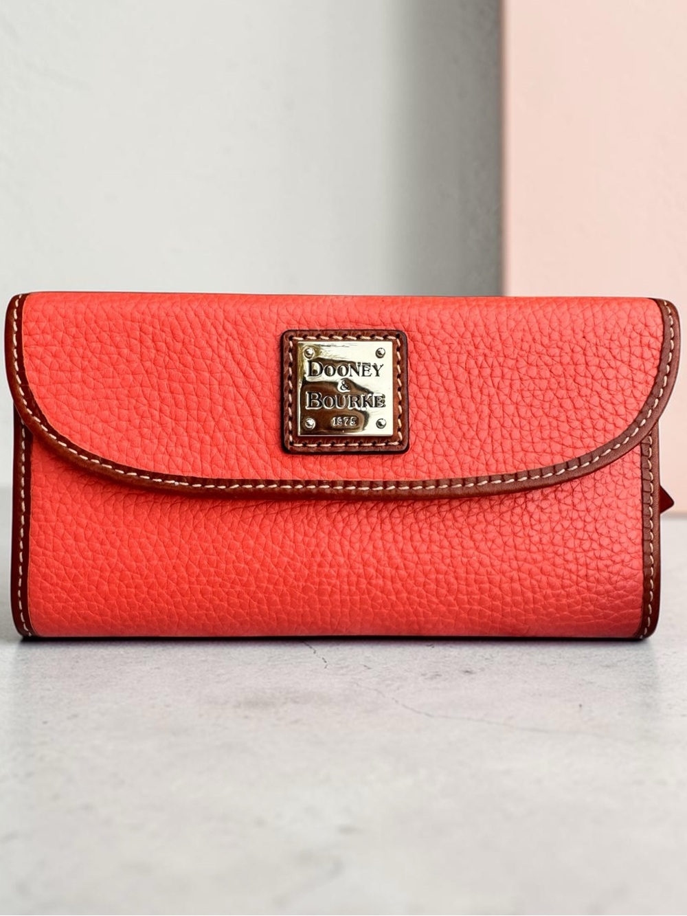 Dooney Bourke Red Pebble Grain Continental Clutch. NWOT.